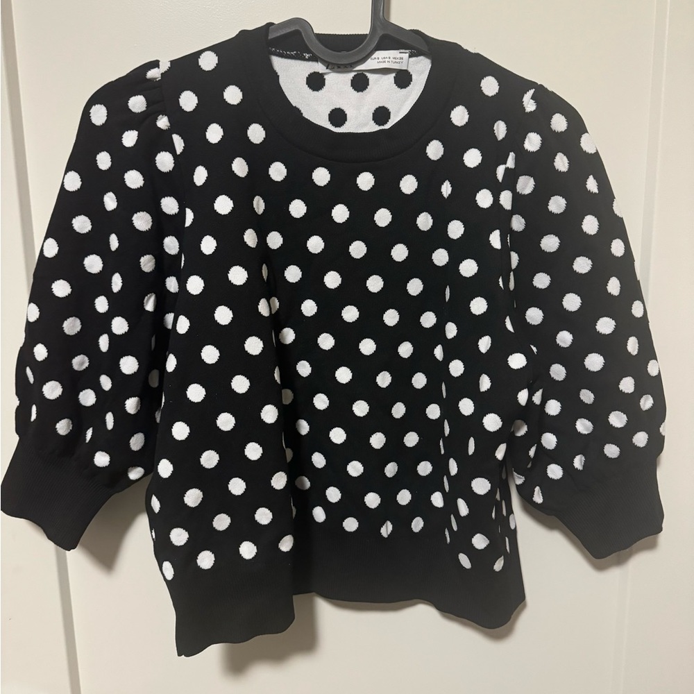 Zara cropped polka dot sweater